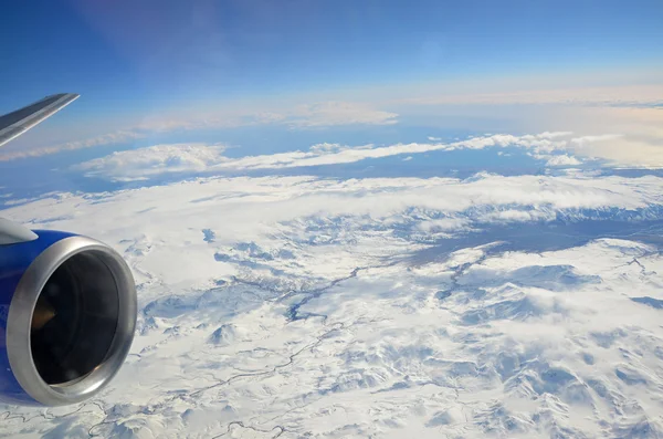 Aerial view of the landscape of Iceland from the plane — Stock Photo, Image