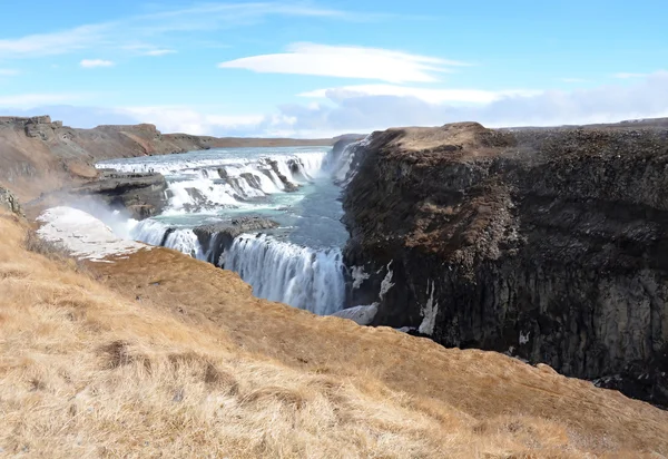 The Golden Waterfall Gullfoss in the Golden Circle — Stock Photo, Image