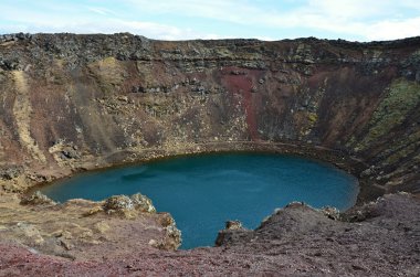 Kerid volcanic crater in Iceland Turquoise Lake clipart