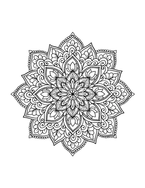 Süslü mandala yetişkin boyama kitabı sayfası. Zentangle biçim renklendirme sayfası.