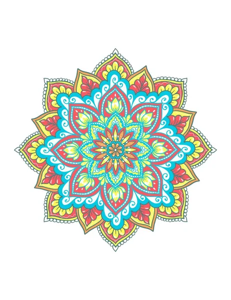Beyaz arkaplanda izole edilmiş bohem tarzı süslemeli renkli mandala