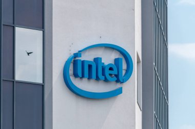 Gdansk, Poland - July 7, 2021: Intel logo used from January 3, 2006 to September 2, 2020. clipart