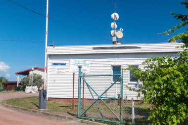 Hel, Polonya - 20 Temmuz 2021: Hel 'deki atık su arıtma tesisi.