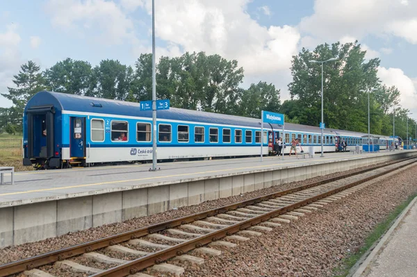 Wladyslawowo Polonia Julio 2021 Plataforma Con Tren Ceske Estación Tren — Foto de Stock