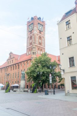 Torun, Polonya - 26 Temmuz 2021: Torun Belediyesi ve Kopernik Tarihi Bölgesi.