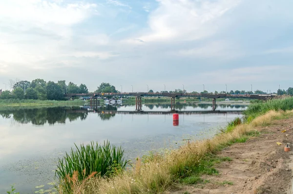 Most Dla Pieszych Rowerzystów Przez Rzekę Nogat Malborku — Zdjęcie stockowe