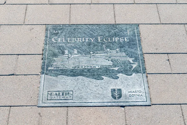 Gdynia Poland August 2021 Plaque Celebrity Eclipse Passenger Ships Alley — 图库照片