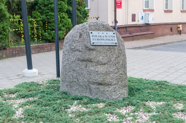 Sztum Polen Juli 2021 Gedenkstein Zum Beitritt Polens Zur Europäischen — Stockfoto