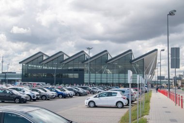 Gdansk, Polonya - 4 Ağustos 2021: Lech Walesa Havaalanı GDN.