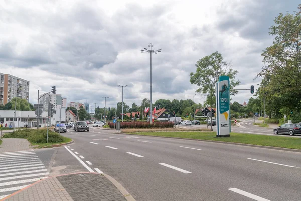 ソフト ポーランド 2021年8月1日 ソフトの終わりとグダニスクへの入り口 グダニスクとソフト市の境界線 — ストック写真