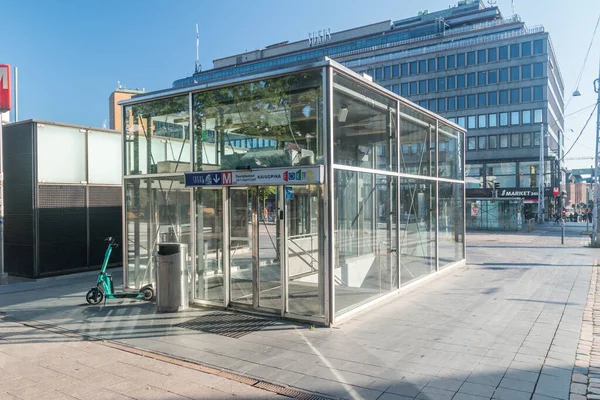 Helsingfors Augusti 2021 Entré Till Centralstationen Finska Rautatientorin Metroasema — Stockfoto