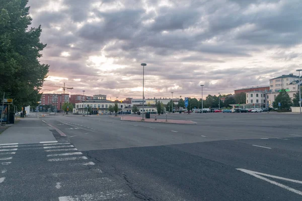 Турку Финляндия Августа 2021 Года Восход Солнца Автовокзале Турку — стоковое фото
