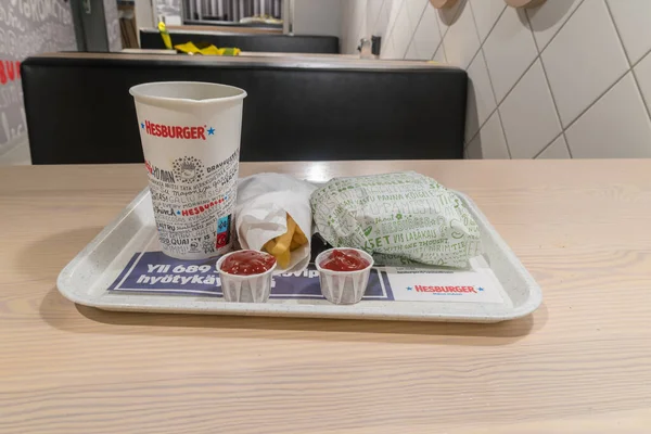 Helsinki Finnland August 2021 Hesburger Fast Food Menü — Stockfoto