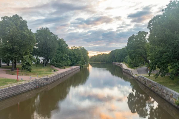 Rivière Aura Lever Soleil Turku Finlande — Photo