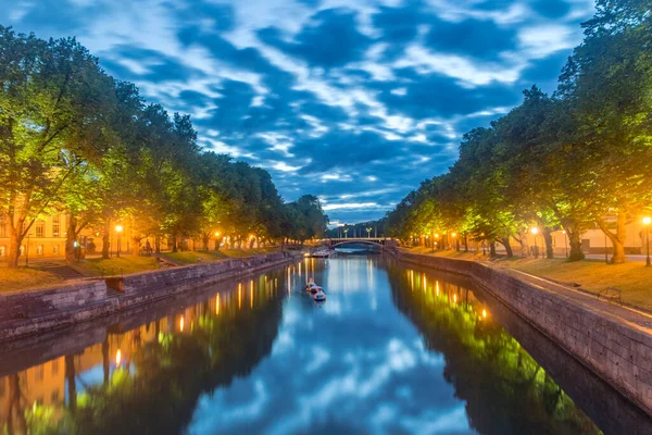 Vista Madrugada Del Río Aura Aurajoki Finlandés Turku Finlandia —  Fotos de Stock