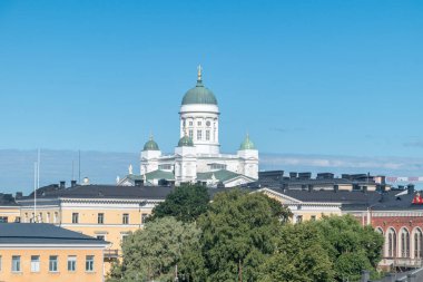 Helsinki şehir manzarası Helsinki, Finlandiya 'da Helsinki Katedrali.