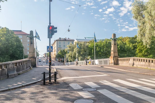 Turku Finlandia Sierpnia 2021 Widok Most Przez Rzekę Aurajoki — Zdjęcie stockowe