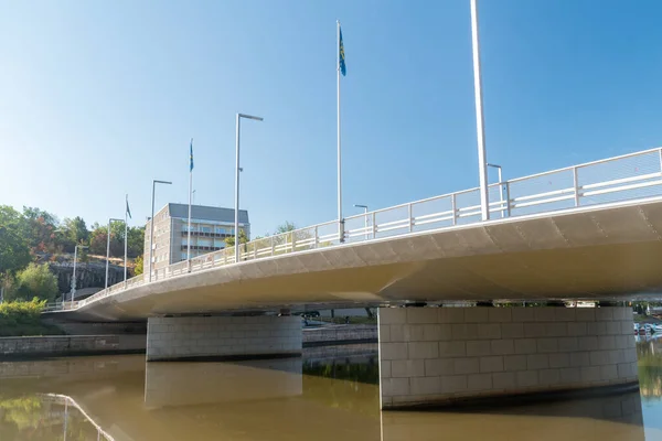 Turku Finlandia Sierpnia 2021 Most Młyński Myllysilta Kvarnbron Rzece Aurojoki — Zdjęcie stockowe