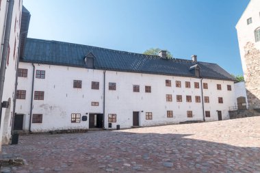 Finlandiya 'daki Turku Kalesi' nin (Fince: Turun linna) iç görünümü. Finlandiya 'nın Turku şehrinde ortaçağ binası.