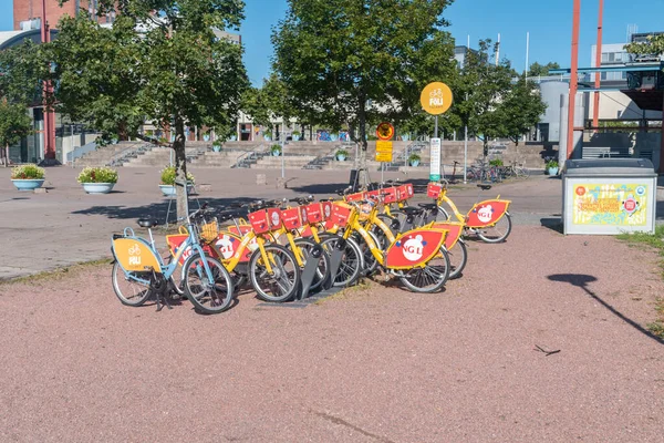 Turku Finlândia Agosto 2021 Viking Aluguel Bicicletas — Fotografia de Stock