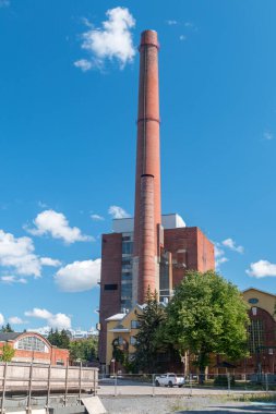 Turku, Finlandiya - 6 Ağustos 2021: Turku Energia eski elektrik santrali.