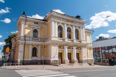 Turku, Finlandiya - 6 Ağustos 2021: Turku gönüllü itfaiye binası.