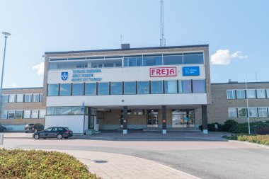 Turku, Finlandiya - 6 Ağustos 2021: Turku limanı.