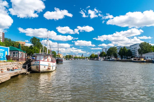 Turku Finnland August 2021 Schöner Sommerblick Auf Den Aura Fluss — Stockfoto