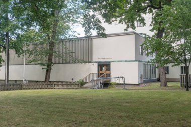 Turku, Finlandiya - 6 Ağustos 2021: Abo Akademi Üniversitesi Kütüphanesi.