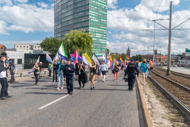 Gdansk, Polonya - 21 Ağustos 2021: Tricity Equality March (Gdansk, Gdynia, Sopot için) 2015 yılından beri Gdansk 'ta düzenlenmektedir..
