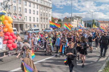Gdansk, Polonya - 21 Ağustos 2021: Gdansk sokaklarında Eşitlik Yürüyüşü.