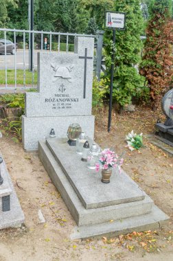 Tczew, Polonya - 26 Ağustos 2021: Vurulan Polonyalı sınır muhafızı Michal Rozanowski.