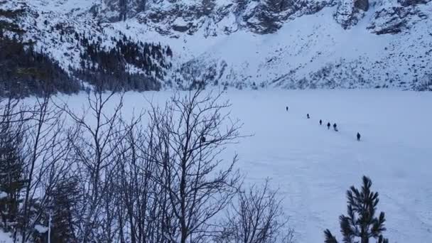 Zakopane Pologne Décembre 2021 Vue Sur Lac Gelé Morskie Oko — Video