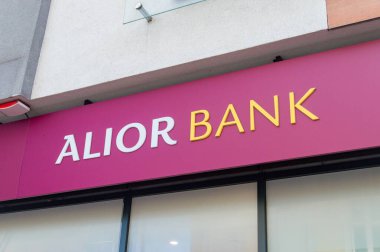 Chojnice, Polonya - 22 Eylül 2021: Alior Bank 'ın Metni.
