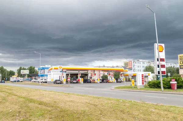 Tczew Poland August 2021 Shell Gas Station Cloudy Day — Fotografia de Stock