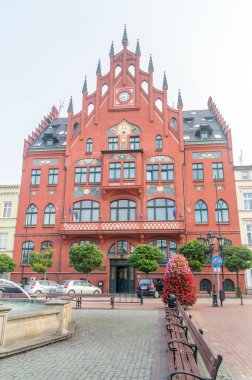 Chojnice, Polonya - 22 Eylül 2021: Chojnice Belediye Binası.