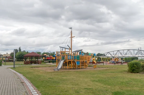 Tczew Poland August 2021 Children Playground Cloudy Day — Zdjęcie stockowe
