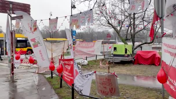 Warsaw Poland December 2021 Protest Judiciary Employees Rainy Day — Wideo stockowe