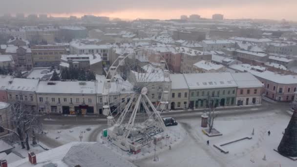 Kielce Poland December 2021 Aerial View Ferris Wheel City Center — Vídeo de Stock