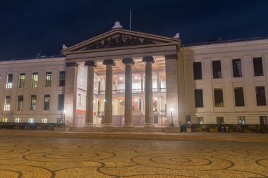 Oslo, Norway - September 24, 2021: Night view on University of Oslo. The oldest and largest university in Norway.
