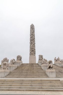 Oslo, Norway - September 24, 2021: The monolith at Frogner Park (Norwegian: Frognerparken).