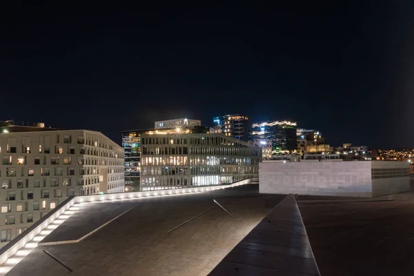 Oslo Norway September 2021 Night View Roof Norwegian Opera Ballet — стоковое фото