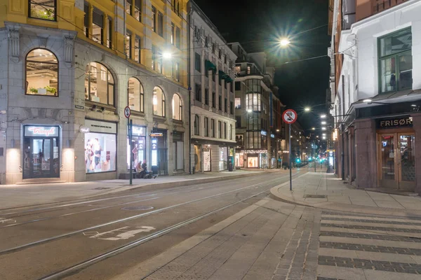 Oslo Norway September 2021 Night View Prinsens Gate Street — Photo