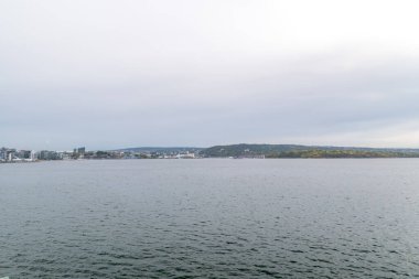 View of Oslo fjord at cloudy day in Norway.