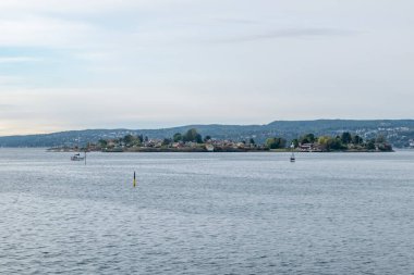 Oslo fjord at cloudy day in Norway.