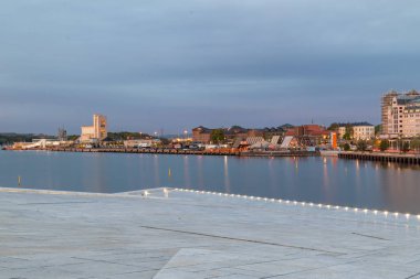 Oslo, Norway - September 24, 2021: Morning view on Bjorvika district.