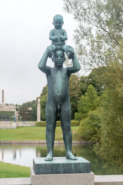 Oslo Norway September 2021 Sculptures Frogner Park Norwegian Frognerparken Cloudy — стокове фото