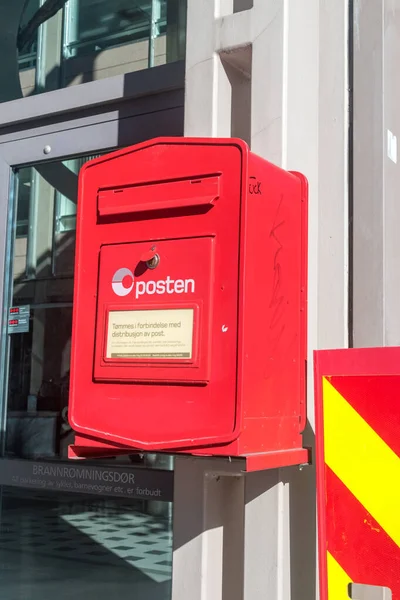 Oslo Norway September 2021 Red Post Box Posten Norge Norwegian — Stock Photo, Image