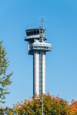 Gardermoen, Norveç - 25 Eylül 2021: Oslo Gardermoen Aiport Kontrol Kulesi.