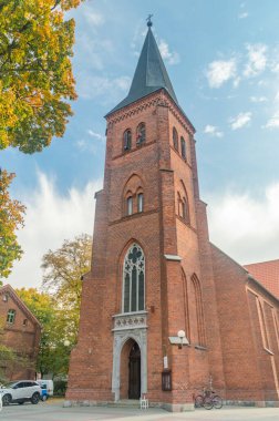 Olsztynek, Polonya - 3 Ekim 2021: Olsztynek 'teki Sacred Heart Kilisesi.